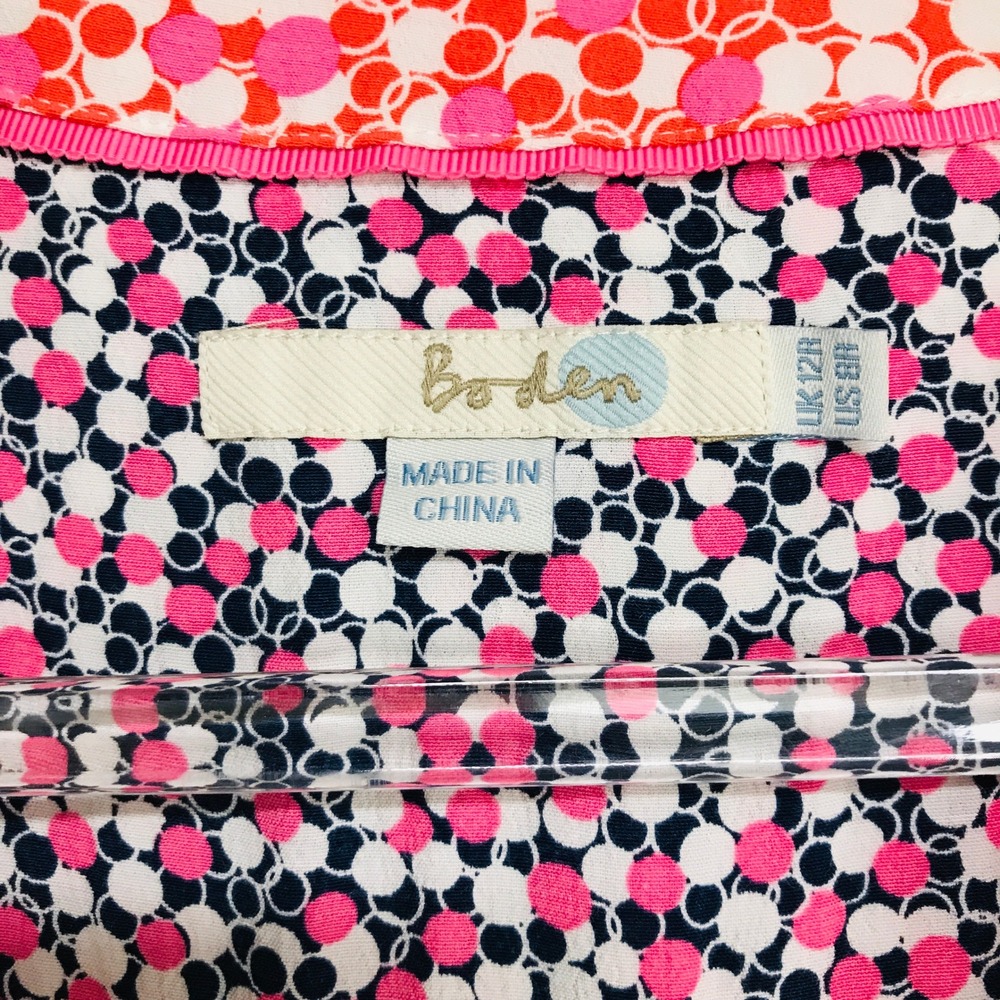 Boden Mollie Womens 8R Pink Navy Blue Bubble Print V-Neck 3/4 Sleeve Shift - Picture 6 of 6
